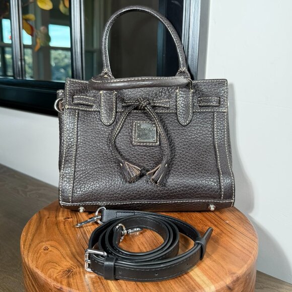 Dooney & Bourke Mini Pebbled Leather Tassel Satchel β Black - Picture 7 of 13